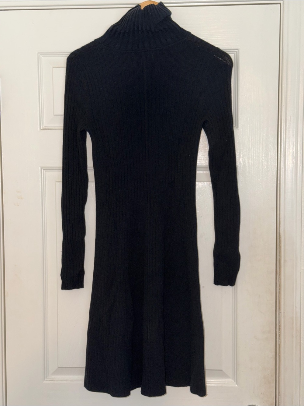 Banana Republic Black Ribbed Turtleneck Long Sleeve Dress